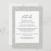 モダンエレガントオールインワンのセージ結婚グリーン 招待状 (裏面)