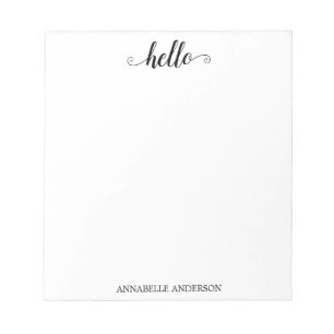 モダンエレガントカジュアルScript Black Gray Hello ノートパッド