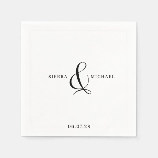 モダンエレガントカスタムパーティーまたは結婚の スタンダードカクテルナプキン (正面)