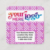 モダンエレガントカスタムロゴQRコードオーキッドスクエア スクエア名刺 (正面)