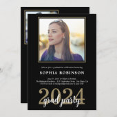モダンエレガントカスタム写真卒業会 招待状 (正面/裏面)