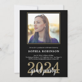 モダンエレガントカスタム写真卒業会 招待状