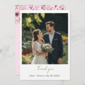 モダンエレガントカスタム写真結婚の感謝 サンキューカード (正面/裏面)