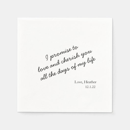 モダンエレガントカスタム結婚シンプルの名を付けて スタンダードカクテルナプキン (正面)