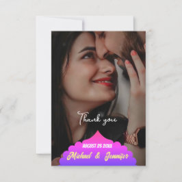 モダンエレガントカスタム結婚式サンキューカード サンキューカード
