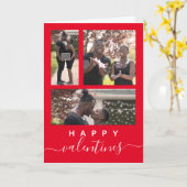 モダンエレガントカスタムPhoto Collage Red Valentines カード (黄色い花)