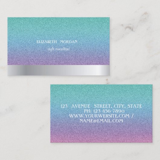 モダンエレガントカッコいいプロフェッショナルグリッターグラデーション 名刺 (正面/裏面)
