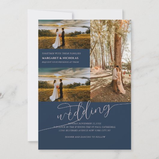 モダンエレガントカップル結婚式招待状 招待状 (正面)