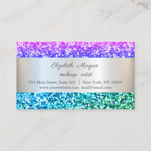 モダンエレガントカラフルグリッターストライプの ロイヤリティカード (裏面)