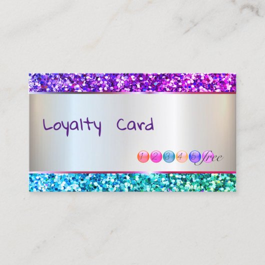 モダンエレガントカラフルグリッターストライプの ロイヤリティカード (正面)