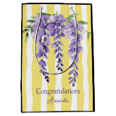 モダンエレガントカラフルストライプコントラストフローラ ミディアムペーパーバッグ (正面)