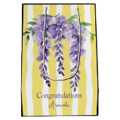 モダンエレガントカラフルストライプコントラストフローラ ミディアムペーパーバッグ (裏面)