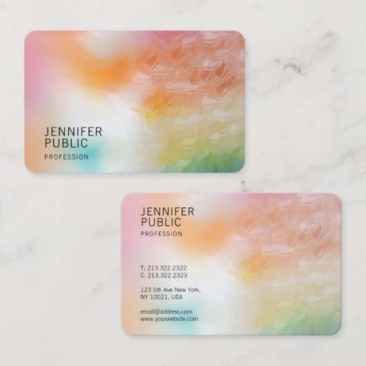 モダンエレガントカラフルテンプレートトレンディー 名刺 (正面/裏面)