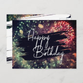 モダンエレガントカラフルハッピーバースデー ポストカード (正面/裏面)