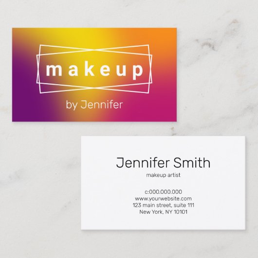 モダンエレガントカラフルホログラフィックメイクアーティスト 名刺 (正面/裏面)