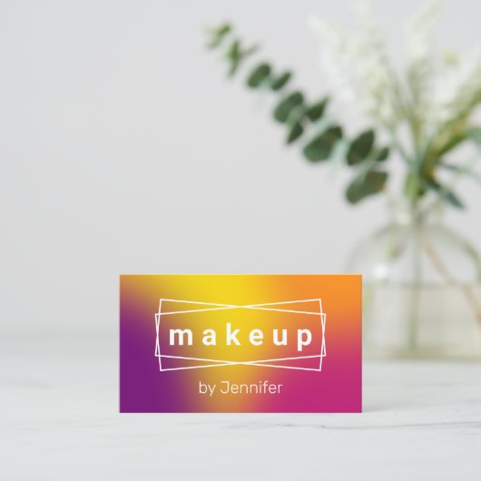 モダンエレガントカラフルホログラフィックメイクアーティスト 名刺 (スタンド正面)