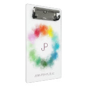 モダンエレガントカラフルモノグラムのテンプレート ミニクリップボード (アングル)