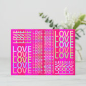 モダンエレガントカラフル「LOVE」タイポグラフィ・アート カード (スタンド正面)
