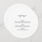 モダンエレガントカリグラフィー丸型メニュー結婚式 案内状 (正面/裏面)