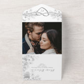 モダンエレガントカリグラフィー写真ウェディング オールインワン招待状 (外側)