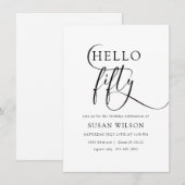 モダンエレガントカリグラフィー  ハロー 50歳の誕生日 招待状 (正面/裏面)