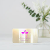 モダンエレガントガーリーおもしろい恋のフラミンゴ 名刺 (スタンド正面)