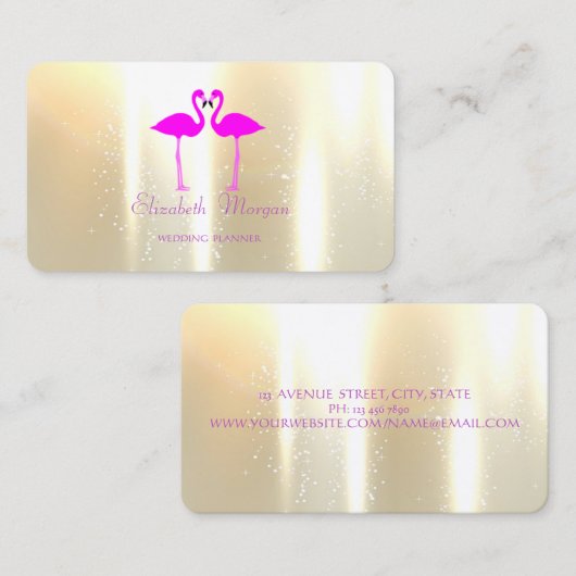 モダンエレガントガーリーおもしろい恋のフラミンゴ 名刺 (正面/裏面)