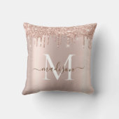 モダンエレガントガーリーバラ金ゴールドグリッター クッション (裏面)