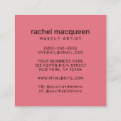 モダンエレガントガーリーPink Lipsメイクアップアーティストスクアール スクエア名刺 (裏面)