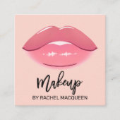 モダンエレガントガーリーPink Lipsメイクアップアーティストスクアール スクエア名刺 (正面)