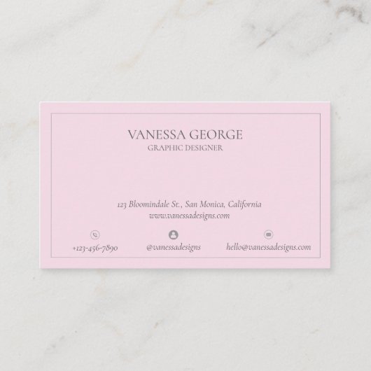 モダンエレガントキュートピンク灰色モノグラムカスタム 名刺 (裏面)