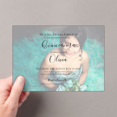 モダンエレガントキンセアニェラ15誕生日写真 アクリル招待状 (インサイチュ (ポータブル))