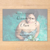 モダンエレガントキンセアニェラ15誕生日写真 アクリル招待状 (正面)