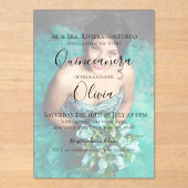 モダンエレガントキンセアニェラ15誕生日写真 アクリル招待状 (正面)