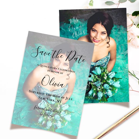 モダンエレガントキンセアニェラ15誕生日写真 セーブザデート