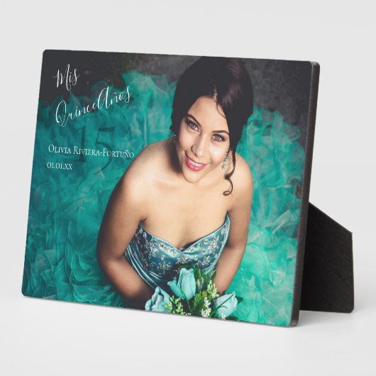 モダンエレガントキンセアニェラ15誕生日写真 フォトプラーク (側面)