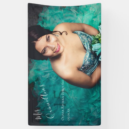 モダンエレガントキンセアニェラ15誕生日写真 横断幕 (縦)