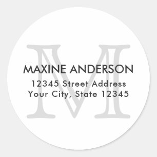 モダンエレガントクラシックグレイモノグラムイニシャル ラウンドシール