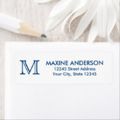 モダンエレガントクラシックネイビーブルーモノグラムイニシャル ラベル (インサイチュ)