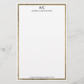 モダンエレガントクラシックモノグラムシック金ゴールド枠 便箋 (正面)