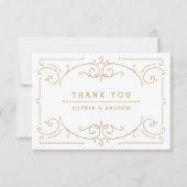 モダンエレガントクラシックヴィンテージ感謝していウェディングユー サンキューカード (正面)