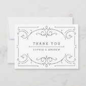 モダンエレガントクラシックヴィンテージ感謝していウェディングユー サンキューカード (正面)