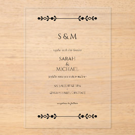 モダンエレガントクラシック結婚スタイル アクリル招待状