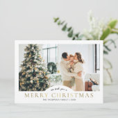 モダンエレガントクラシック金ゴールドメリーChristmas写真 シーズンカード (スタンド正面)