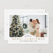 モダンエレガントクラシック金ゴールドメリーChristmas写真 シーズンポストカード (正面/裏面)