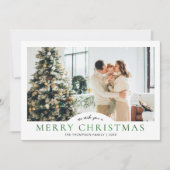 モダンエレガントクラシックGreen Merry Christmas Photo シーズンカード (正面)