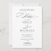 モダンエレガントクラシックScript結婚の 招待状 (正面)