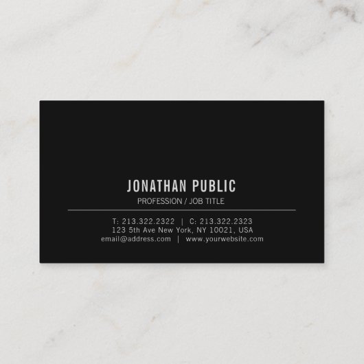 モダンエレガントクリエイティブ白黒プレーン 名刺 (裏面)