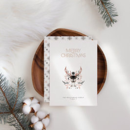 モダンエレガントクリスマスバラ箔ノンフォトカード 箔招待状