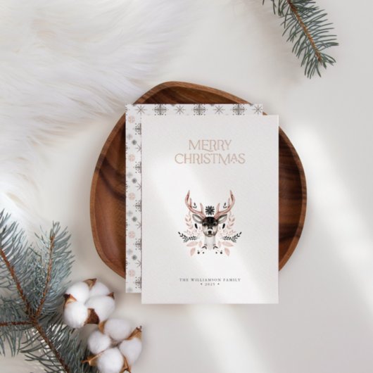 モダンエレガントクリスマスバラ箔ノンフォトカード 箔招待状